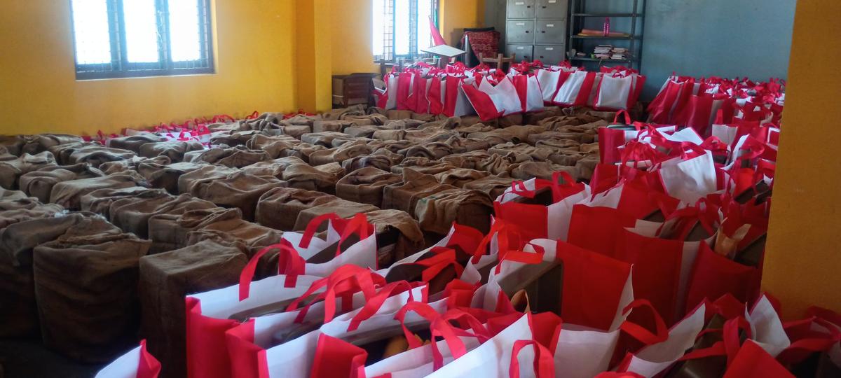 Polling material at a distribution centre in Nagarkurnool district Polling material at a distribution centre in Nagarkurnool district
