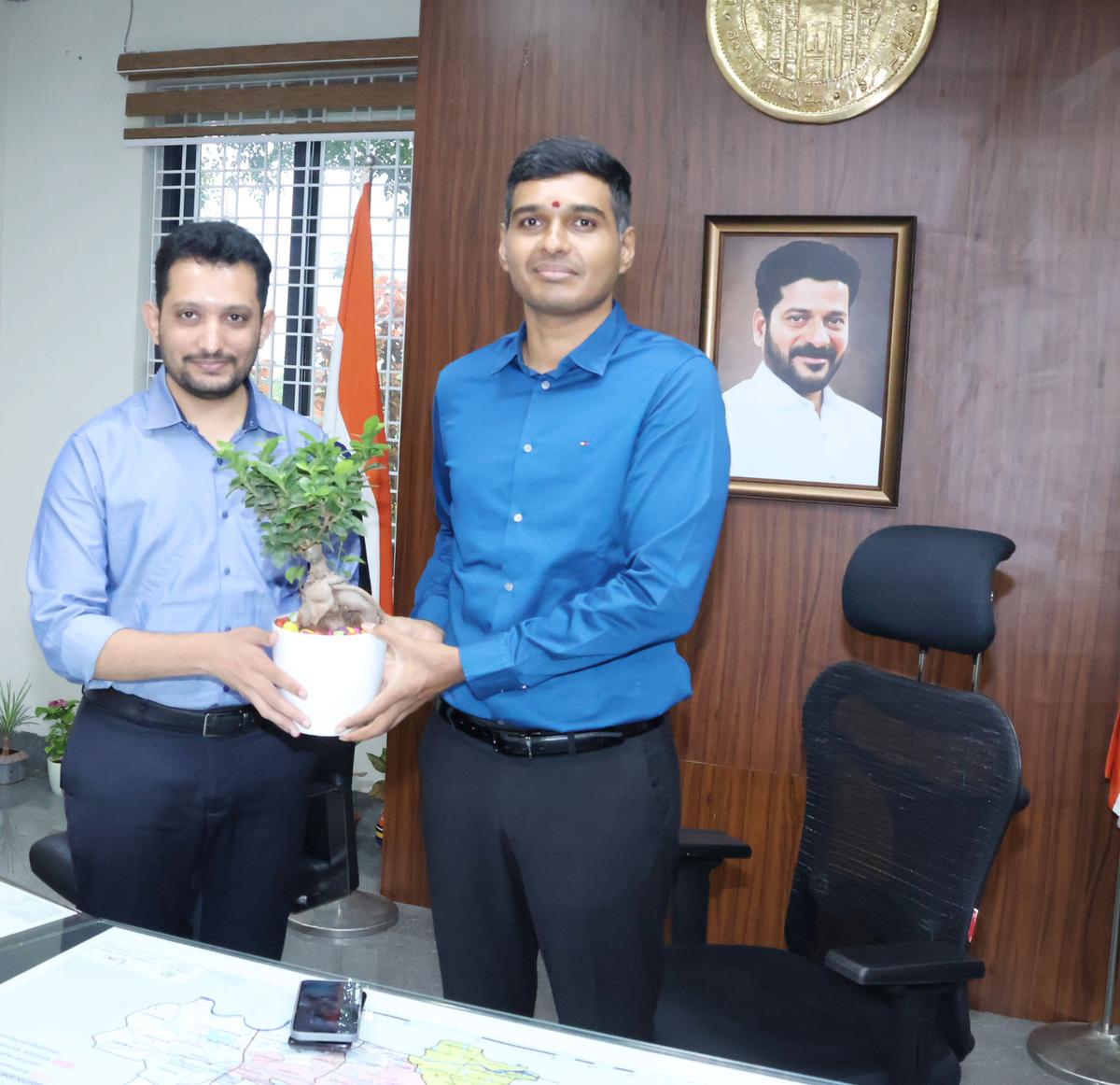 Mikkilineni Manu Choudary (on the left) Taking Charge as Medchal Malkajgiri Collector from Gowtham Potru on Friday (June 13, 2025). Mikkilineni Manu Choudary (on the left) Taking Charge as Medchal Malkajgiri Collector from Gowtham Potru on Friday (June 13, 2025).