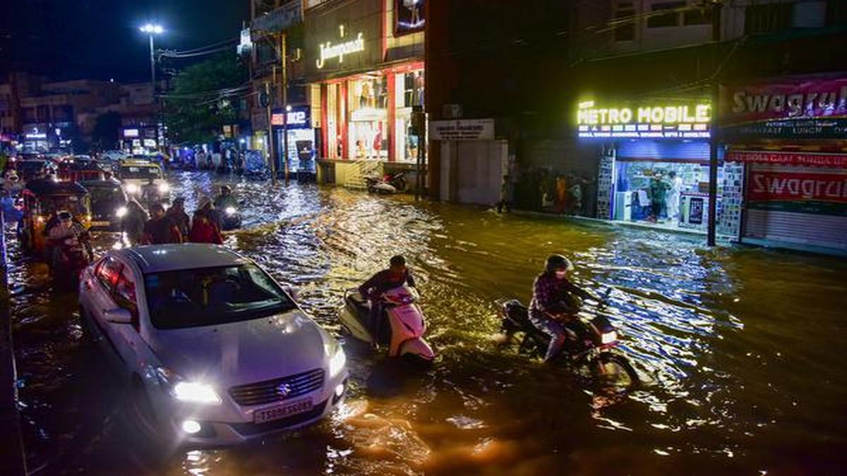 Hyderabad flash flood leaves behind a sandy trail The Hindu