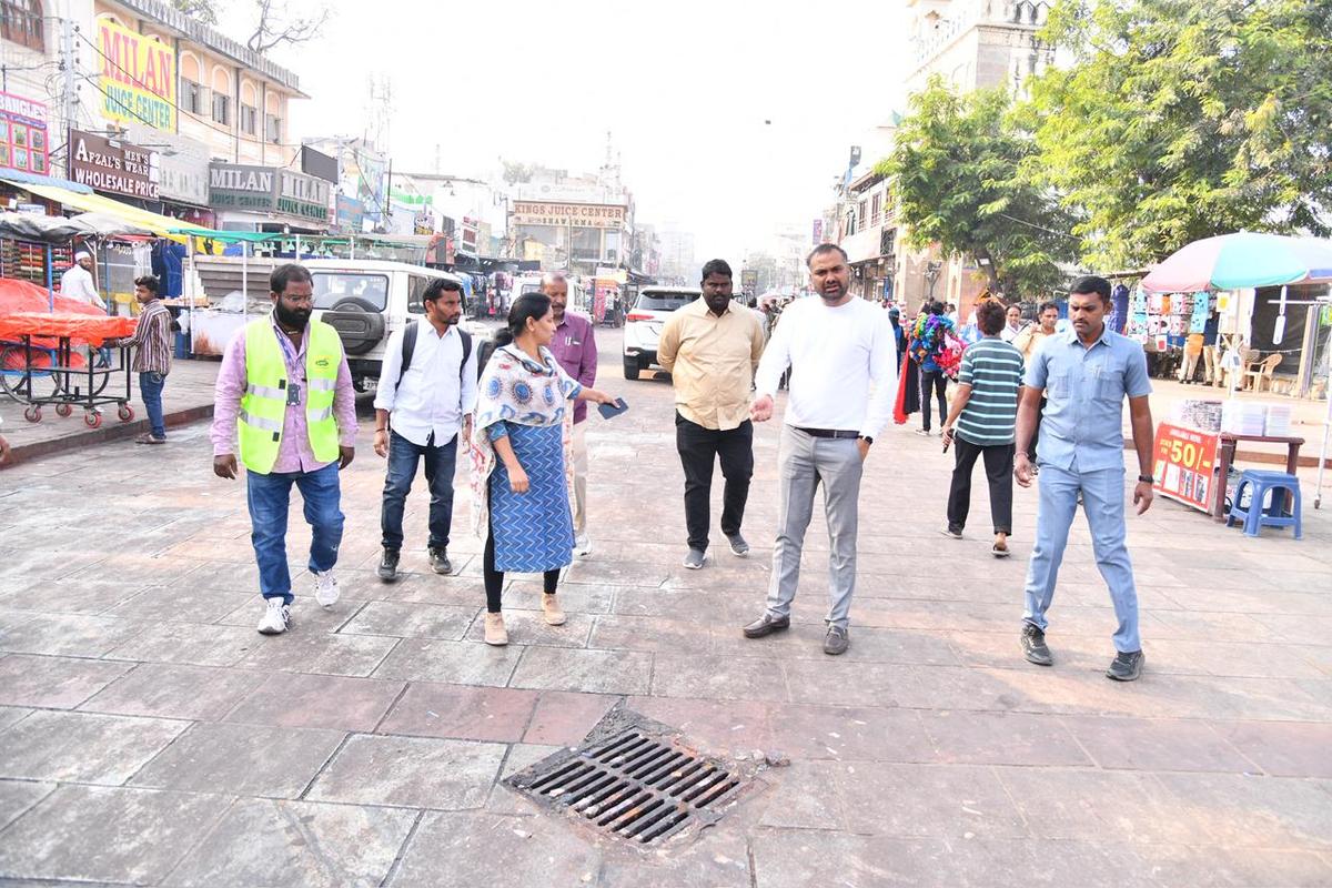 Greater Hyderabad Municipal Corporation (GHMC), R.V. Karnan, reviewing sanitation arrangements in the Charminar Zone on February 17, 2026 Greater Hyderabad Municipal Corporation (GHMC), R.V. Karnan, reviewing sanitation arrangements in the Charminar Zone on February 17, 2026