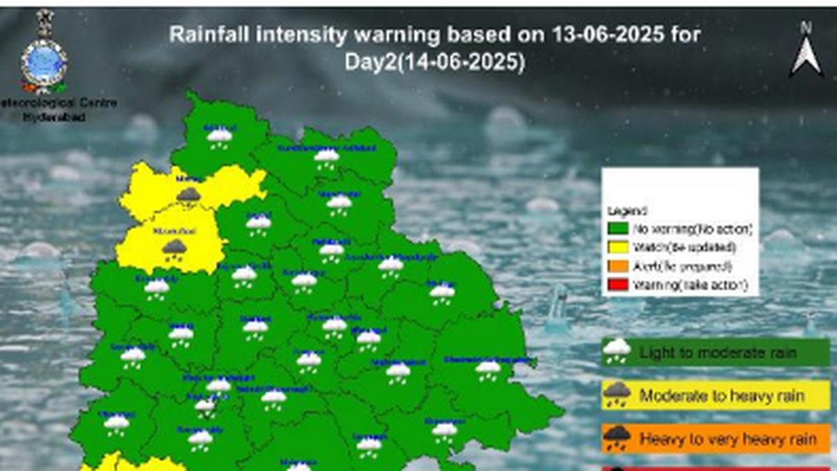 Telangana Weather June 14 | Heavy rain alert in seven districts