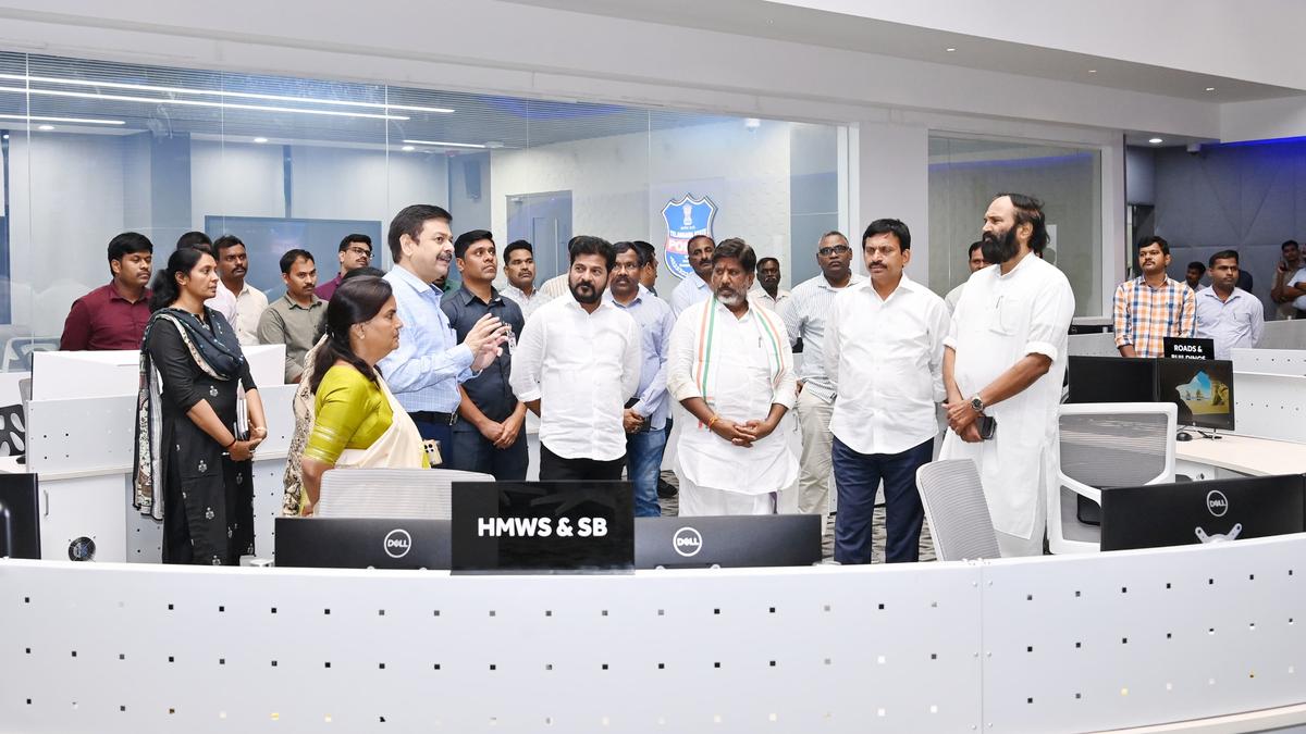 Telangana CM visits Command Contol Centre to review monsoon prepardness