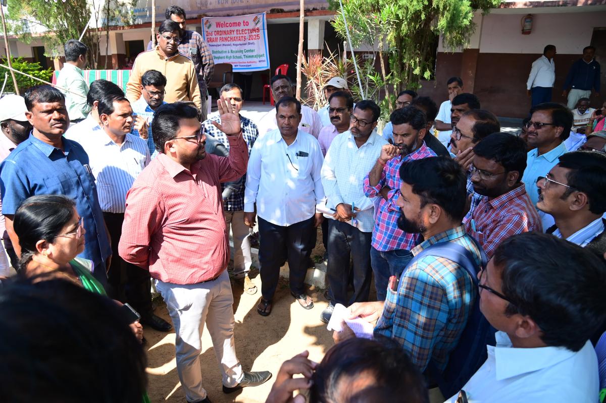 Nagarkurnool Collector Badavath Santhosh interacting with polling staff Nagarkurnool Collector Badavath Santhosh interacting with polling staff