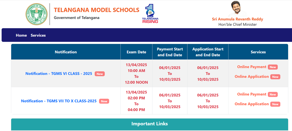 Applications for Telangana Model schools till March 20 Applications for Telangana Model schools till March 20