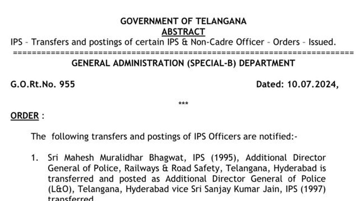 15 IPS officers transferred and given new postings by Telangana Govt