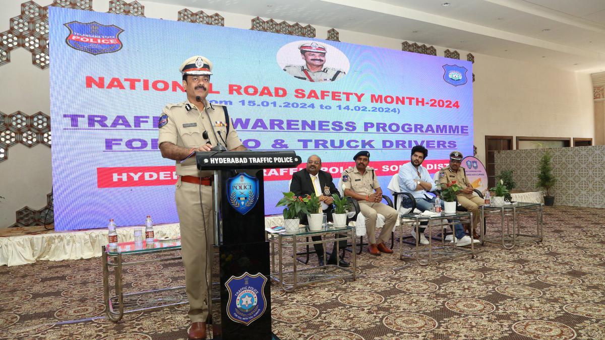 Hyderabad Traffic police organise awareness programme for auto, truck drivers