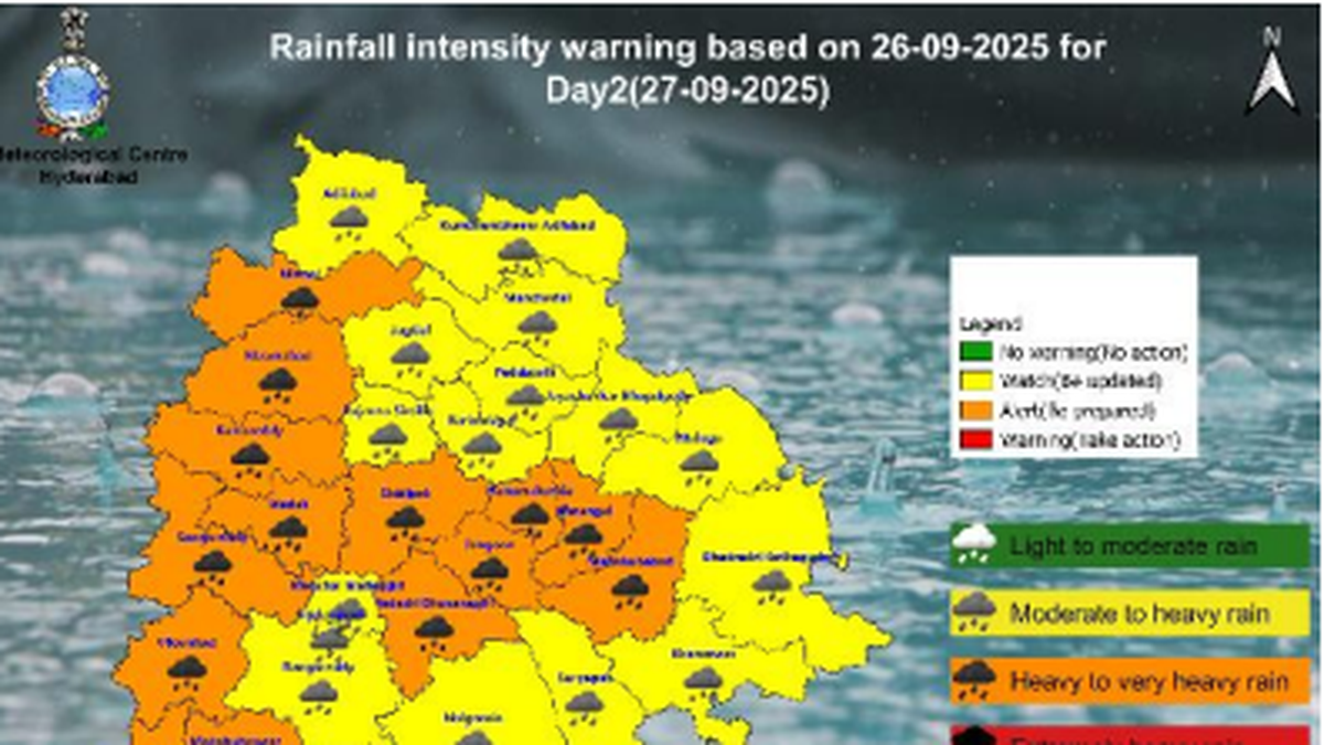 Seventeen districts under orange alert in Telangana, yellow for 16