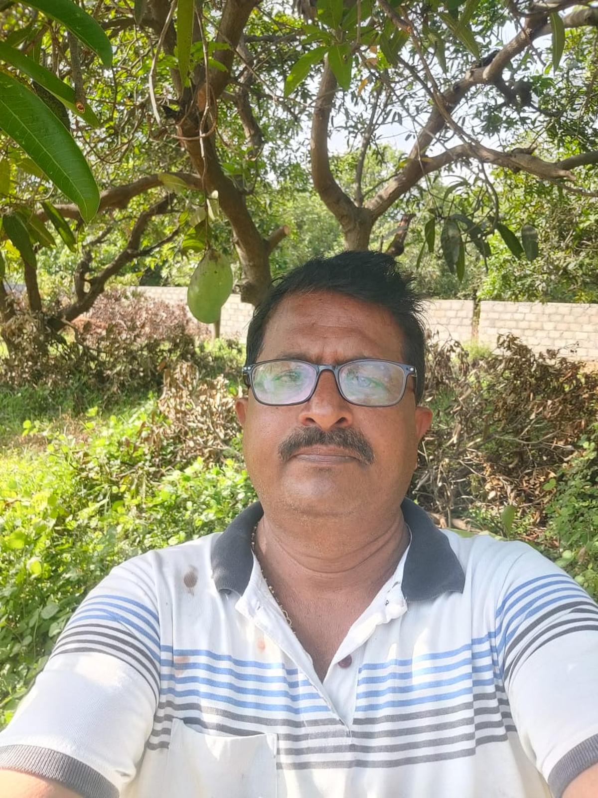 Mitapally Prathap Reddy at his farm in Jagtial, Telangana Mitapally Prathap Reddy at his farm in Jagtial, Telangana