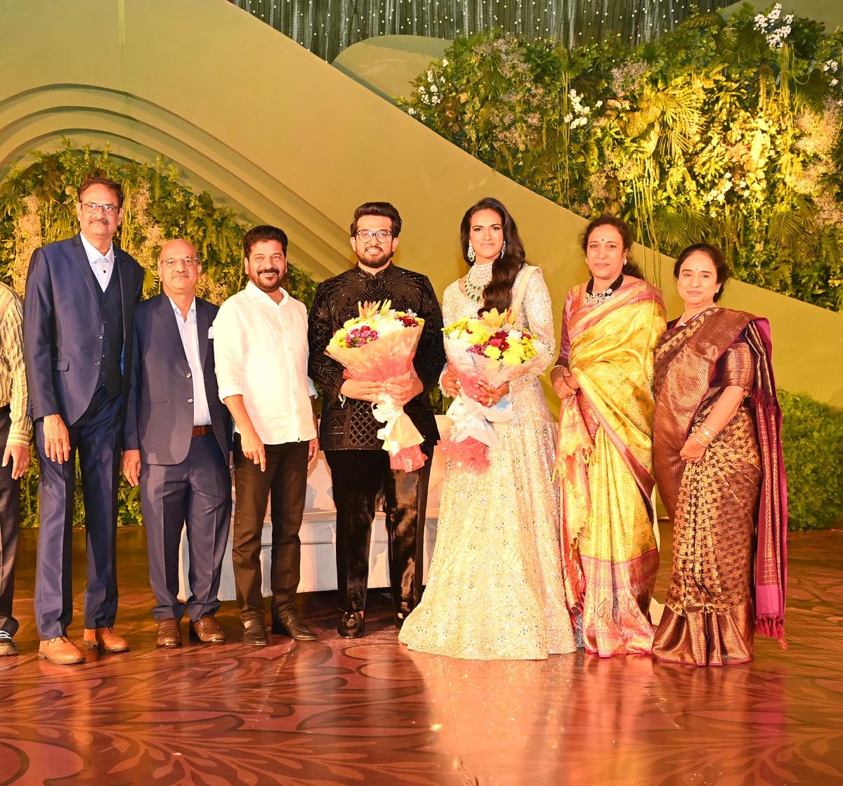 PV Sindhu and Venkata Sai's wedding reception held in Hyderabad