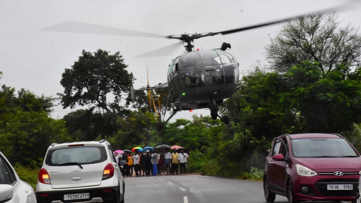 IAF rescues five stranded cattle grazers from flooded area Telangana’s Sircilla