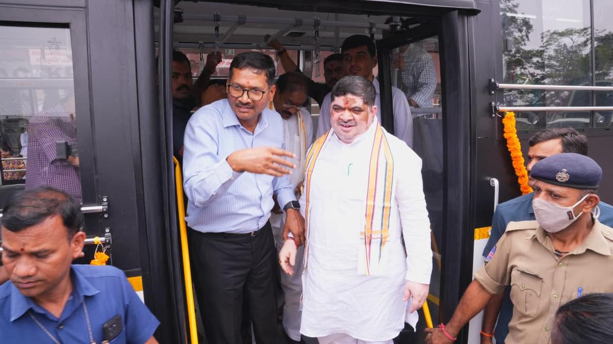 Telangana Transport Minister Ponnam Prabhakar flagged off electric buses at Kukatpally depot on May 27, 2026