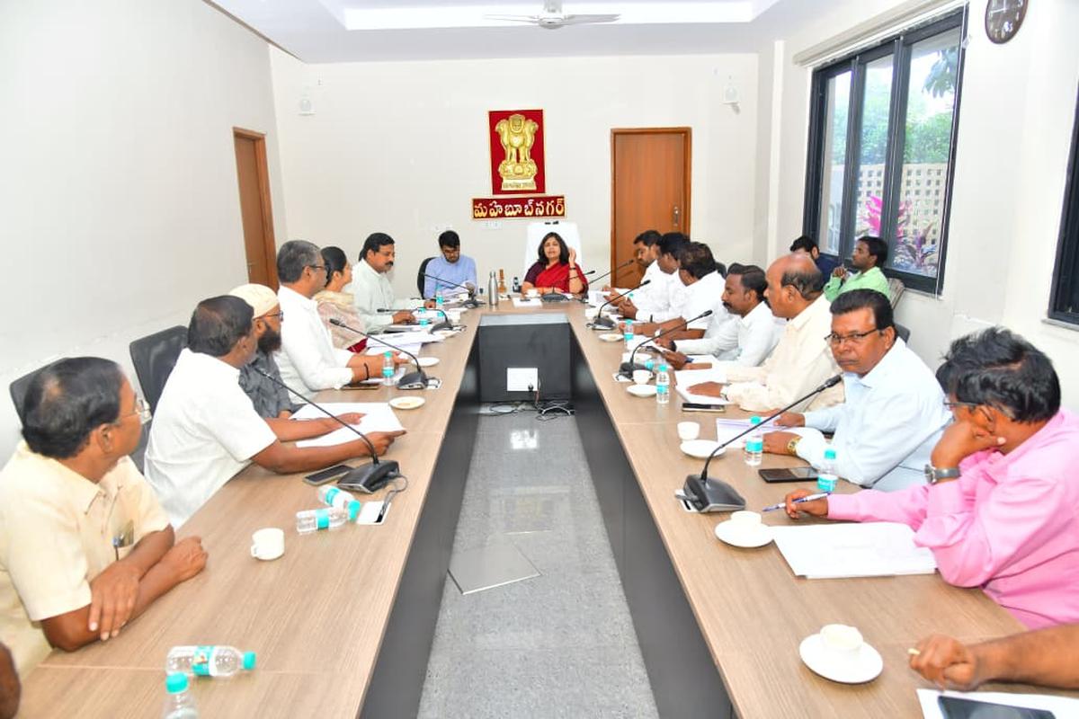 Mahbubnagar Collector Viziendira Boyi holding a meeting with representatives of political parties on Tuesday (December 2). Mahbubnagar Collector Viziendira Boyi holding a meeting with representatives of political parties on Tuesday (December 2).