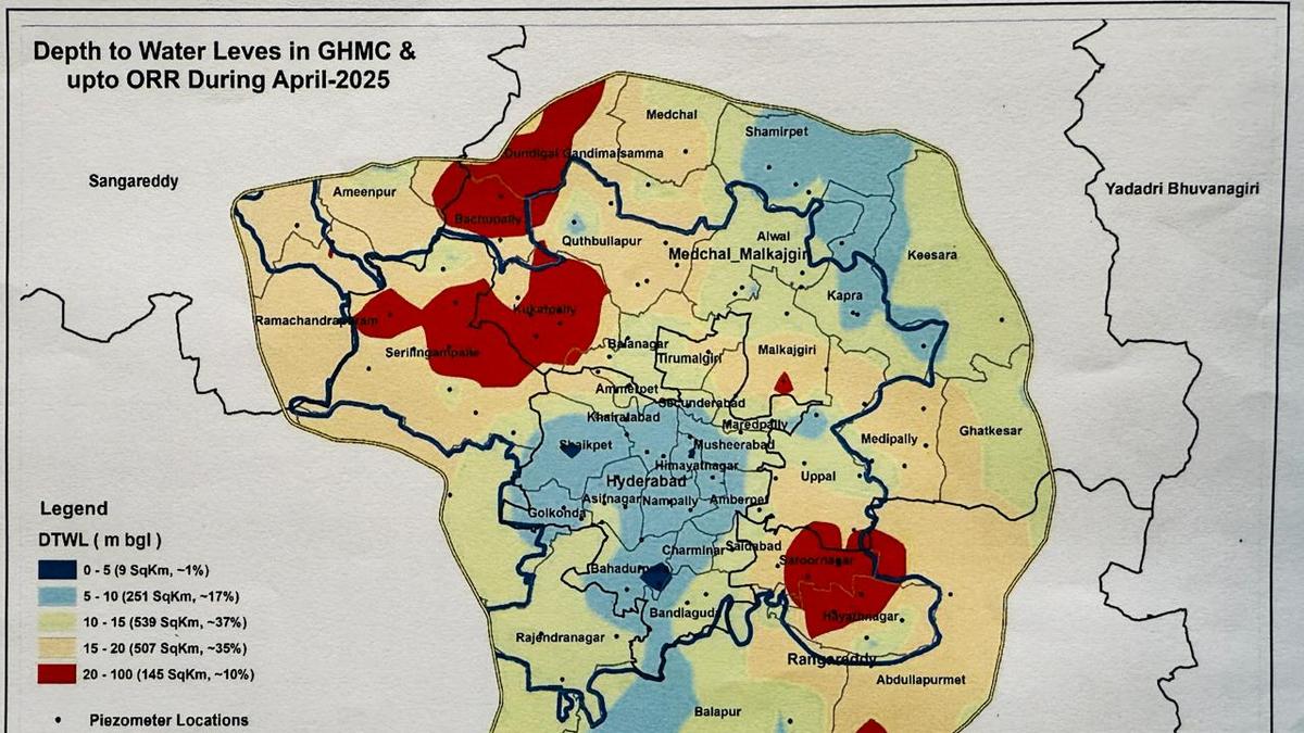 Serilingampally, Malkajgiri and other areas within Telangana’s ORR dip into red zone for groundwater extraction