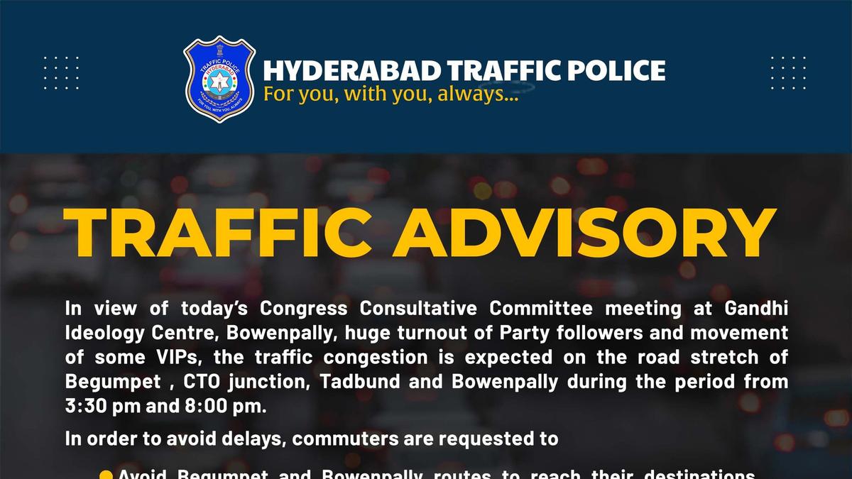 Avoid Begumpet and Bowenpally routes from 3.30 p.m. to 8 p.m.: Hyderabad traffic police