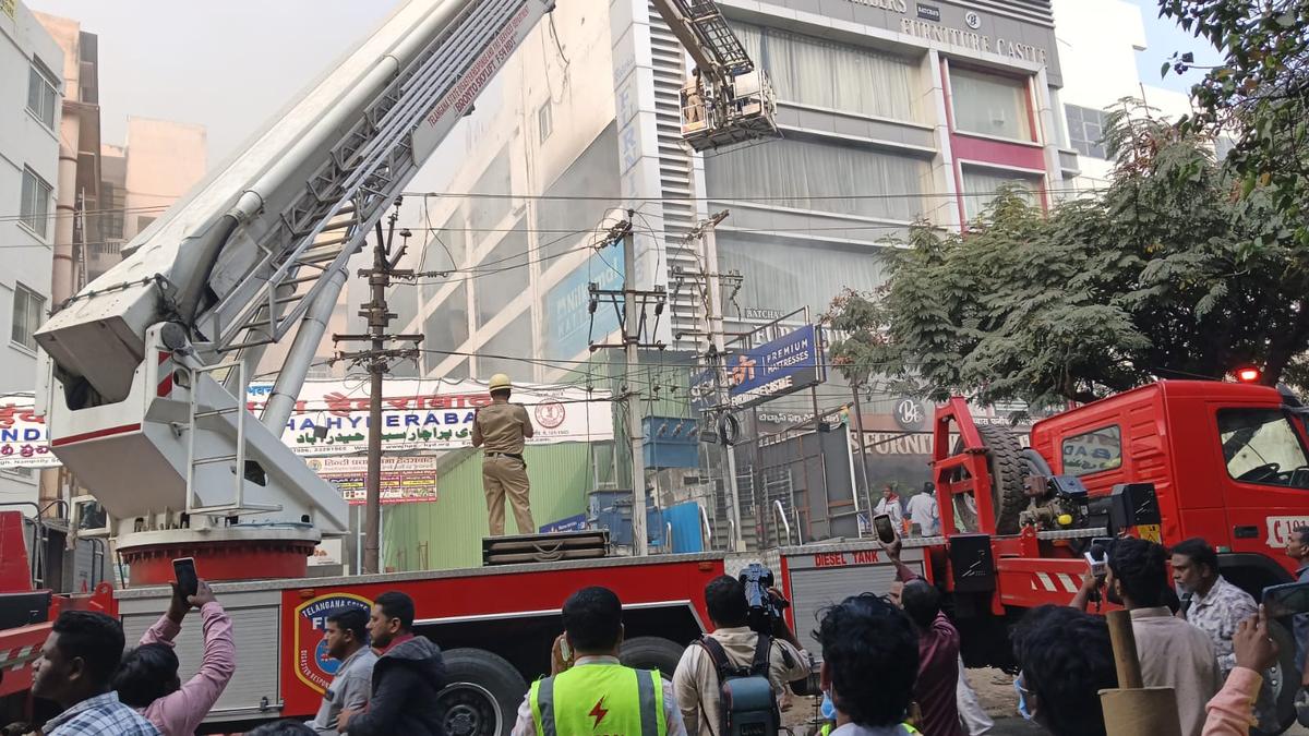 Fire breaks out in furniture store near Nampally Railway Station, no casualties