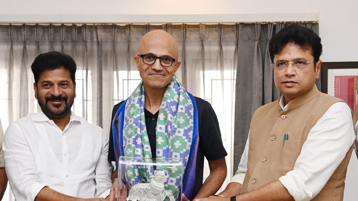 Telangana CM, IT Minister meet Microsoft CEO Satya Nadella in Hyderabad