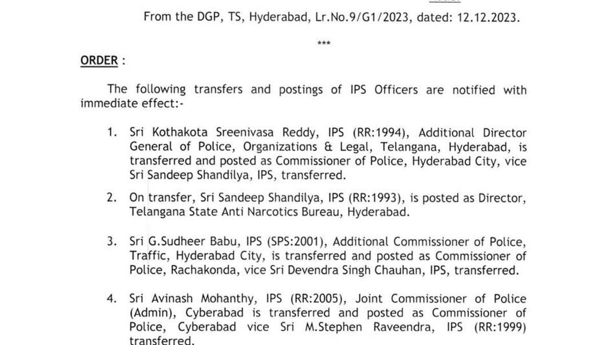 New CM changes Hyderabad, Cyberabad, Rachakonda Police Commissioners