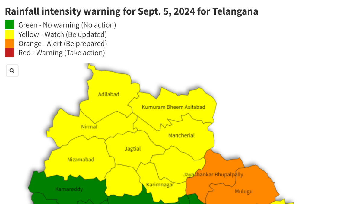 Rainfall set to return to Telangana; two districts under orange alert, 10 under yellow alert on September 5