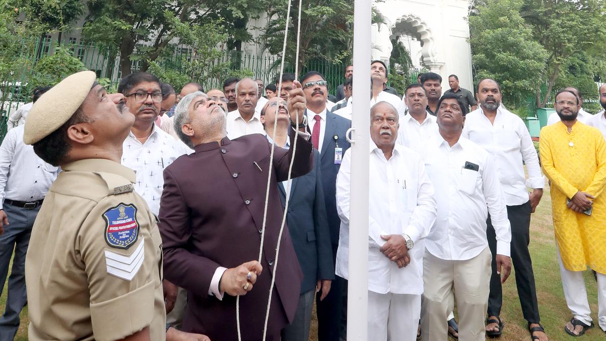 Speaker Gaddam Prasad hoists national flag on Telangana Assembly premises  