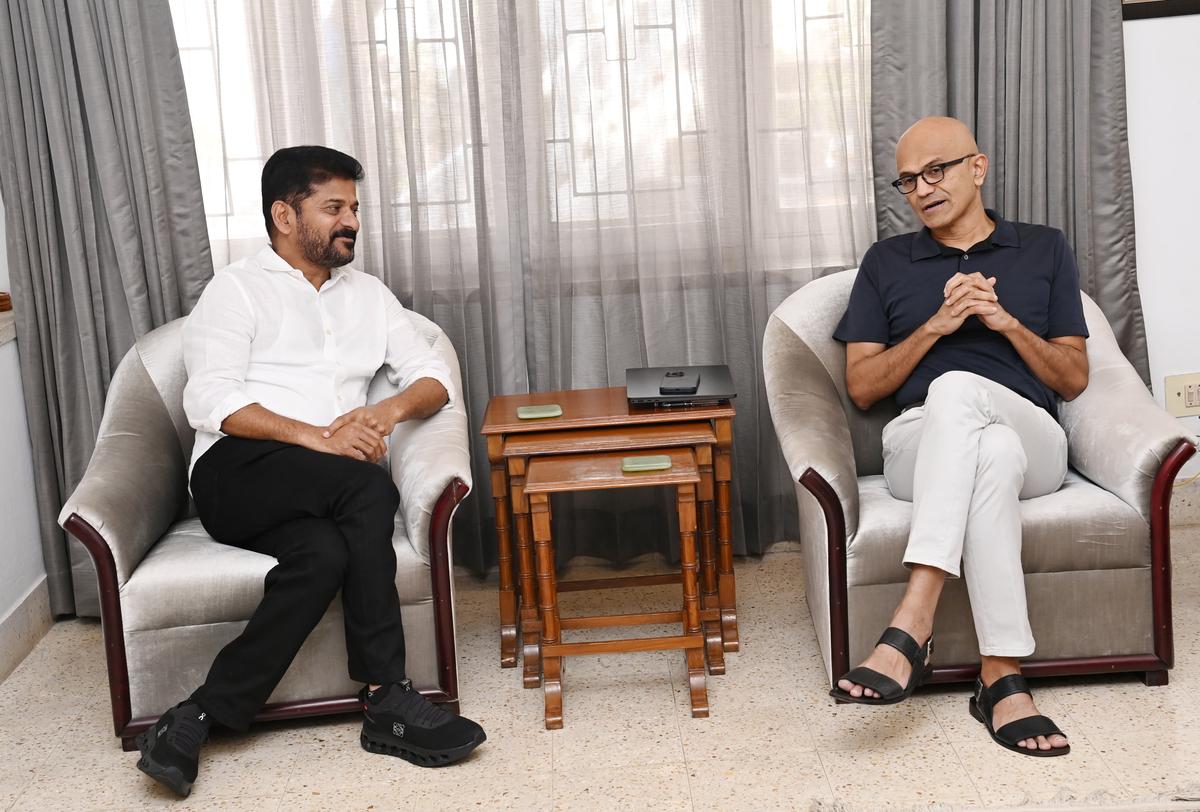 Telangana Chief Minister A Revanth Reddy met with Microsoft CEO Satya Nadella in Hyderabad on Monday (December 30, 2024).