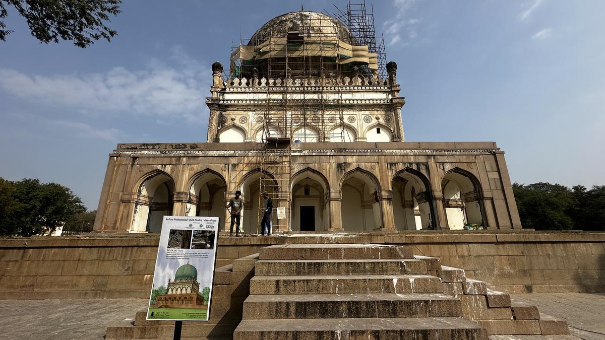 Glazed tile cladding begins to take shape on Sultan Mohammed’s tomb in Hyderabad