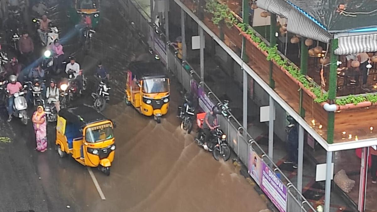 Heavy rain lashes most parts of Hyderabad on Monday afternoon