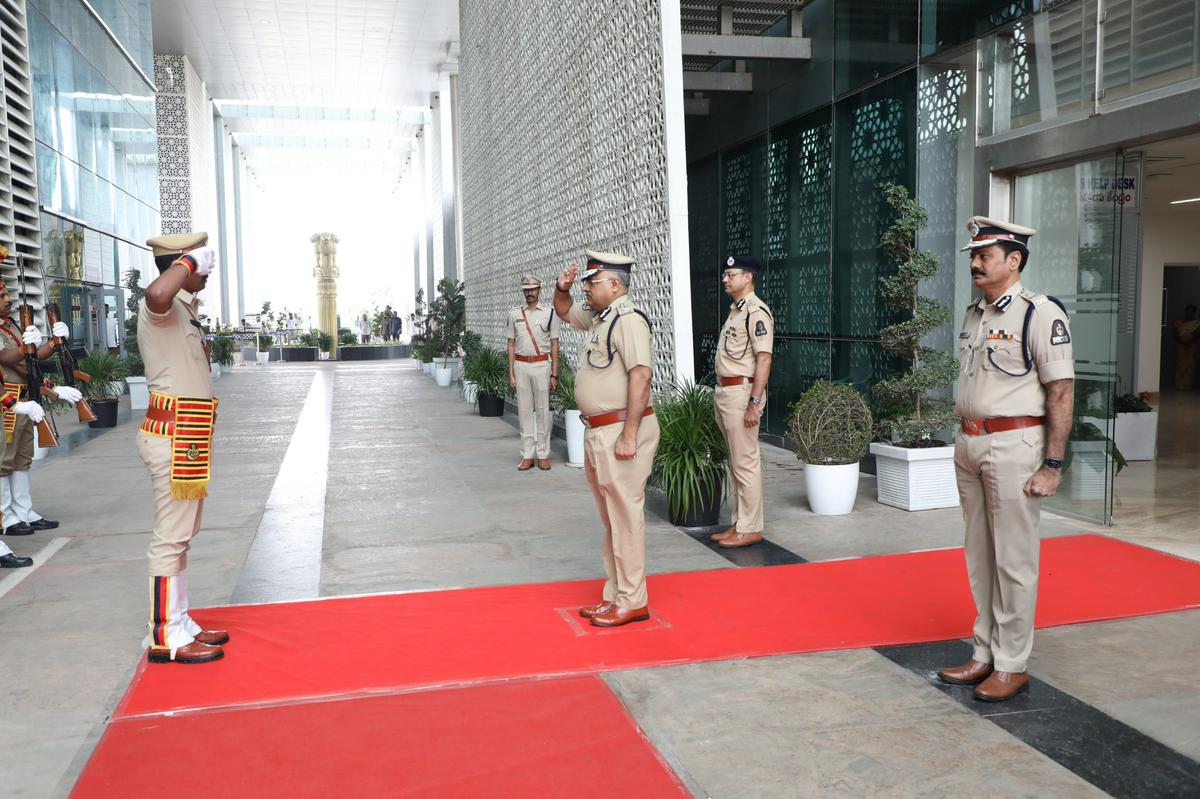 Telangana DGP Jitender at Integrated Command Control Centre (ICCC) in Hyderabad on July 19, 2024. 