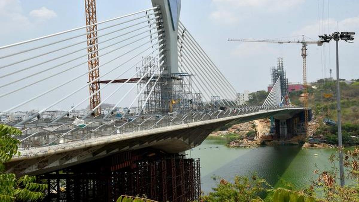 Durgam Cheruvu cablestayed bridge to be ready by July end The Hindu