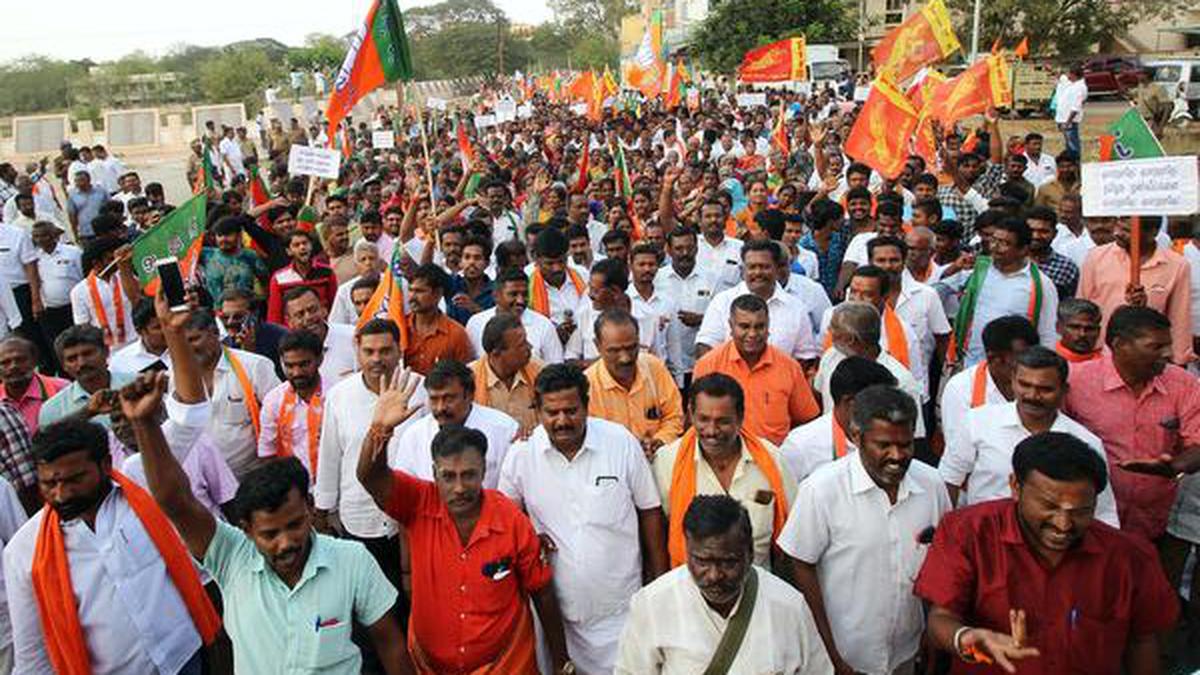 BJP Members Take Out Pro-CAA March - The Hindu