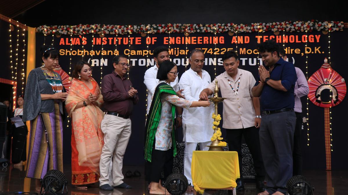 Minister for Health and Family Welfare and Dakshina Kannada district in-charge Dinesh Gundu Rao inaugurates Freshers’ Day and Karnataka Rajyotsava celebrations at Alva’s Institute of Engineering and Technology on Saturday, November 1, at Moodbidri.