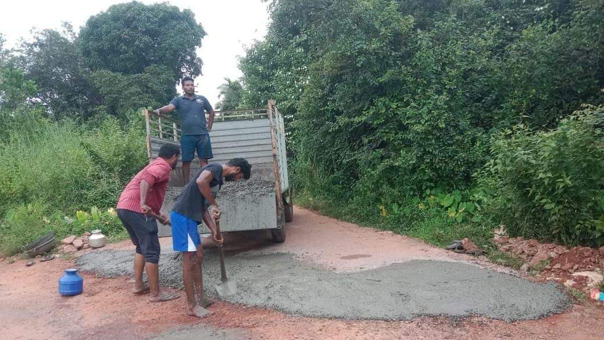 Youth team up to restore battered road in Maravanthe village in coastal Karnataka after gram panchayat refuses repairs citing lack of funds