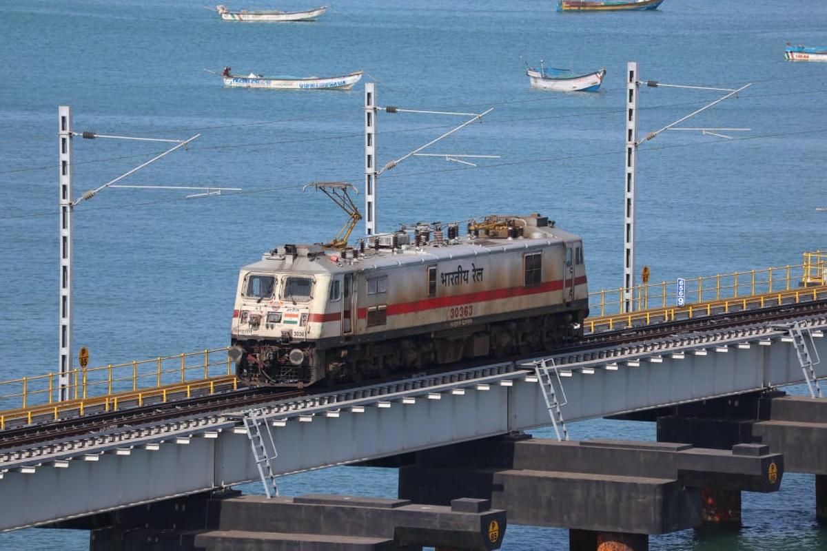 The November 13 statutory inspection by Southern Railway’s Principal Chief Electrical Engineer Ganesh also included a high-speed trial on the 52-km electric traction between Ramanathapuram and Rameswaram in Madurai division.