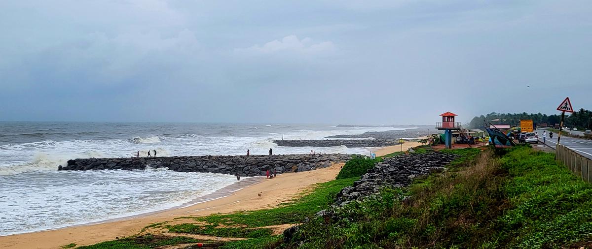 The spectacular Maravanthe Beach that was once under threat of being eroded by the raging Arabian Sea not only has remained intact, but also the beachfront has been developing ever since the government built 24 groynes along the 2.5 km beachfront in the year 2020 in Udupi district on May 26. The spectacular Maravanthe Beach that was once under threat of being eroded by the raging Arabian Sea not only has remained intact, but also the beachfront has been developing ever since the government built 24 groynes along the 2.5 km beachfront in the year 2020 in Udupi district on May 26.
