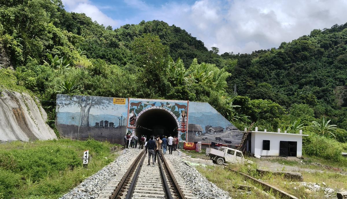 Tunnel linings along the 51.38 km Bairabi-Sairang new line constructed by Northeast Frontier Railway are adorned with striking murals celebrating the rich cultural heritage and identity of Mizo people in Mizoram.