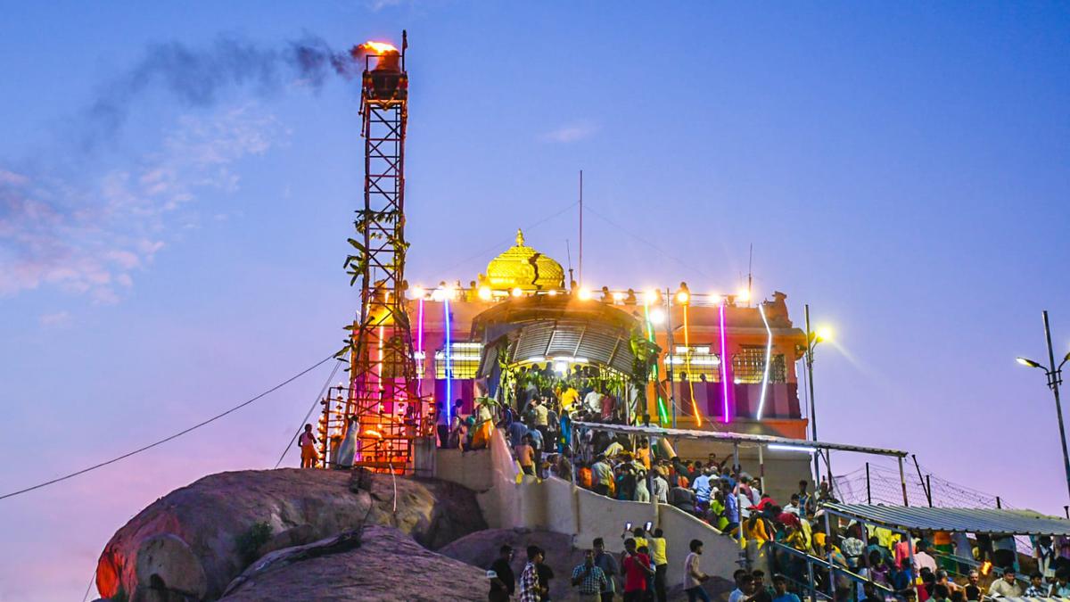 ‘Maha Deepam’ lit atop Rockfort temple in Tiruchi