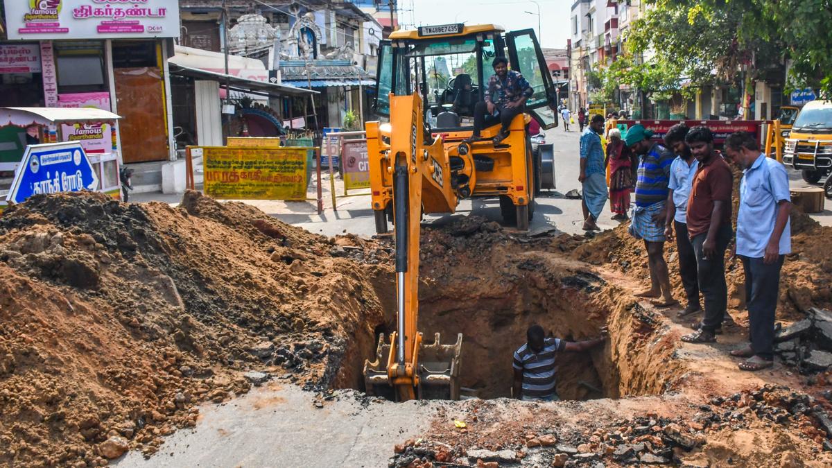 Sewage pipeline bursts on Gandhi Road for the third time in one month