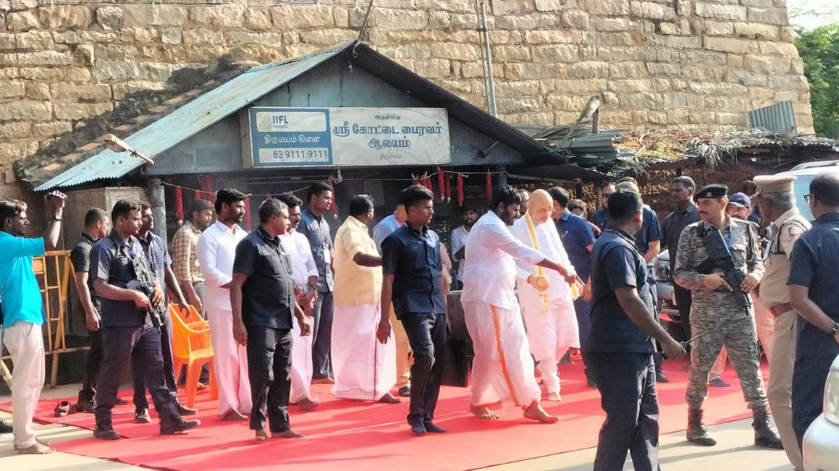 Home Minister Amit Shah offers worship at Tirumayam temples