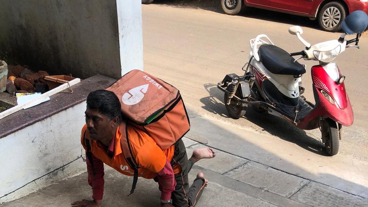 Physically challenged food delivery man stands as a shining example of hard work