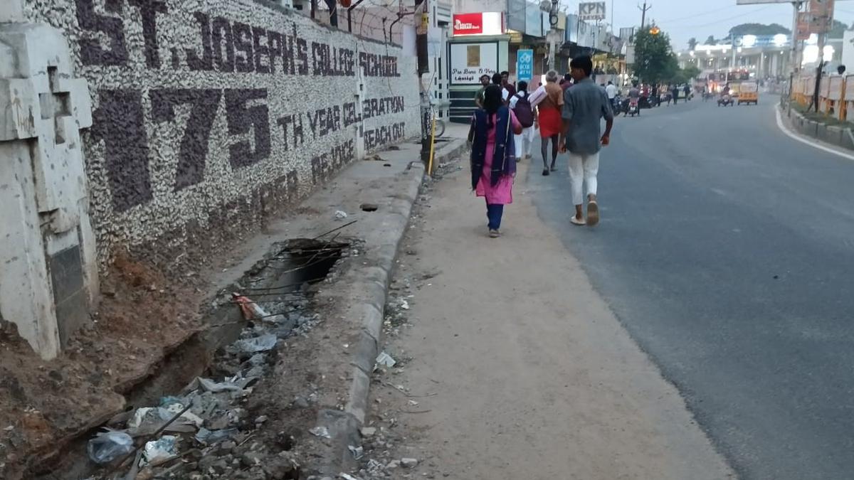 Residents urge authorities to repair damaged walkways in Tiruchi