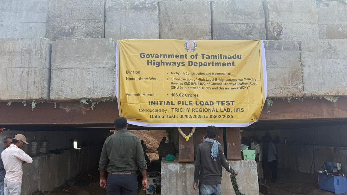 Highways department takes up pile load test ahead of construction of new Cauvery bridge