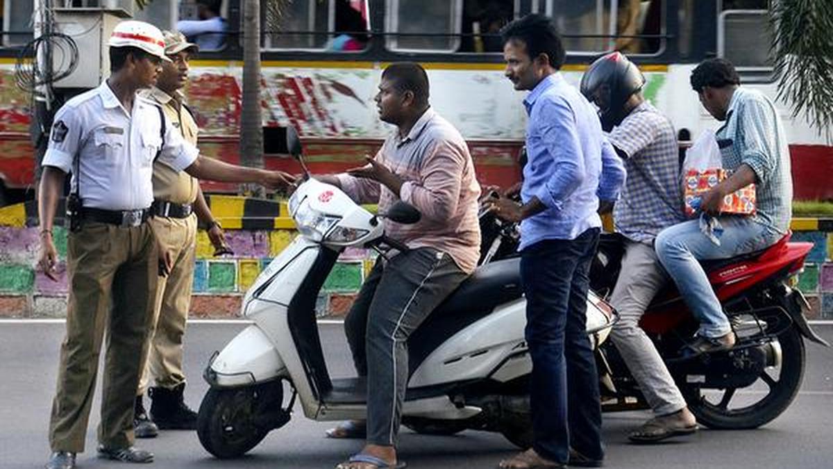 ₹1,100 fine for violation of helmet rule The Hindu