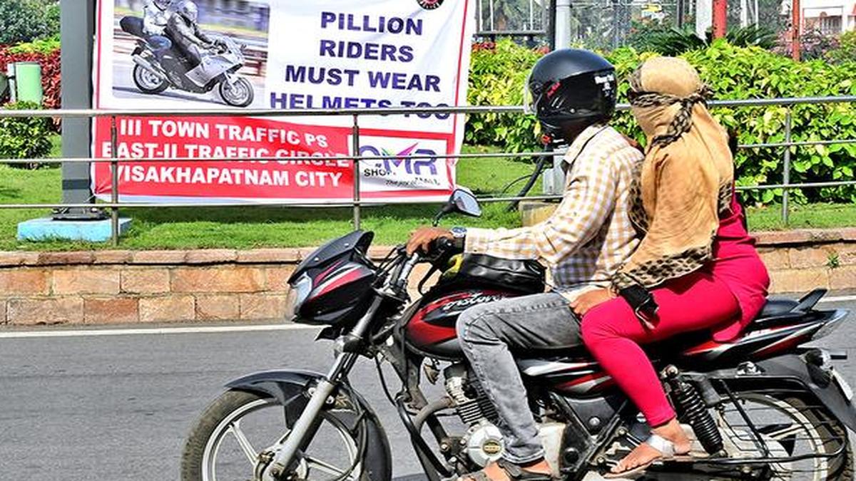 Helmet for pillion riders to be made mandatory in Vizag The Hindu