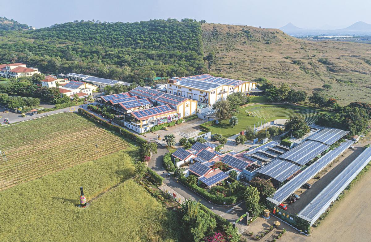 A bird’s eye view of Sula Vineyards, Nashik. The company has adopted sustainable initiatives like solar energy, besides tweaking their viticulture practices to changing weather patterns.