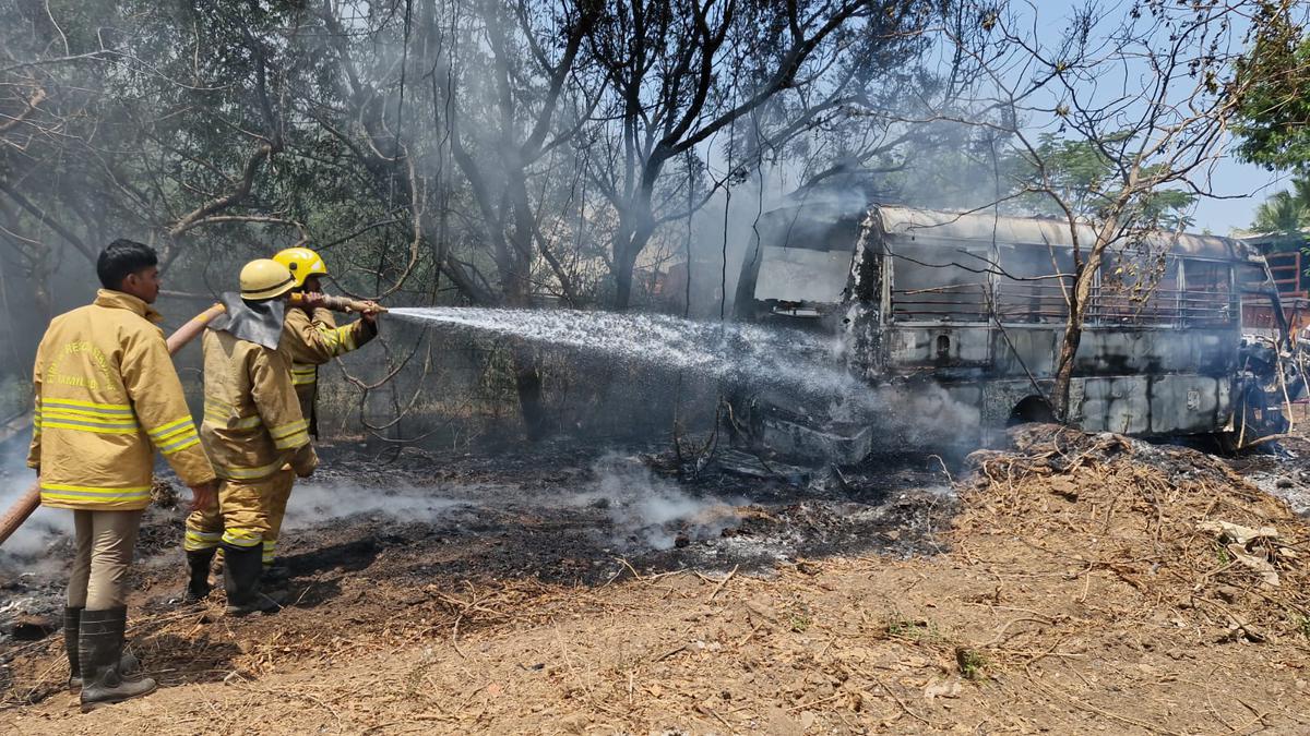 Four abandoned vans gutted in a fire near garbage dumping spot