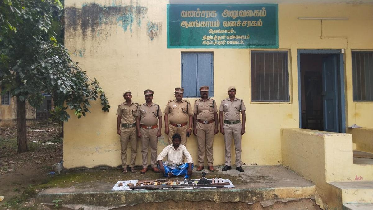 Farmer arrested for poaching in reserve forest near Tirupattur