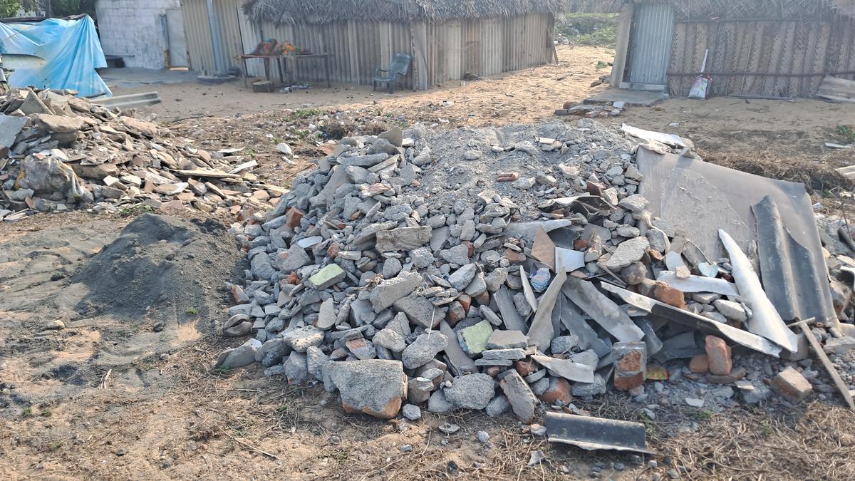 Construction materials were dumped at at portions of the stretch close to where fisherfolk park their boats, nearby Kalakshetra Colony. Construction materials were dumped at at portions of the stretch close to where fisherfolk park their boats, nearby Kalakshetra Colony.