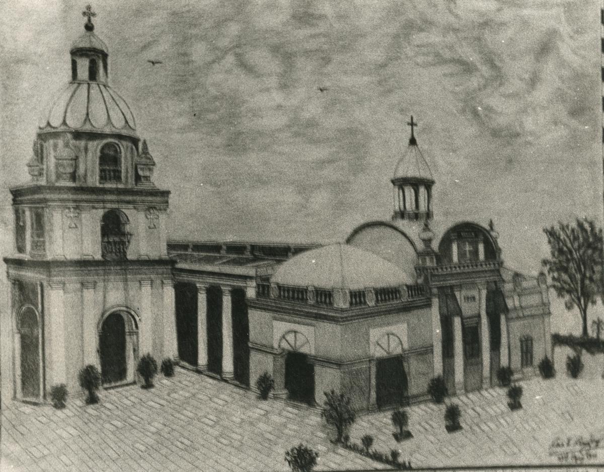A sketch of the first Armenian Church built in Madras in 1712. However, the structure was demolished and a new one was constructed on Armenian Street in the 1722. A sketch of the first Armenian Church built in Madras in 1712. However, the structure was demolished and a new one was constructed on Armenian Street in the 1722.