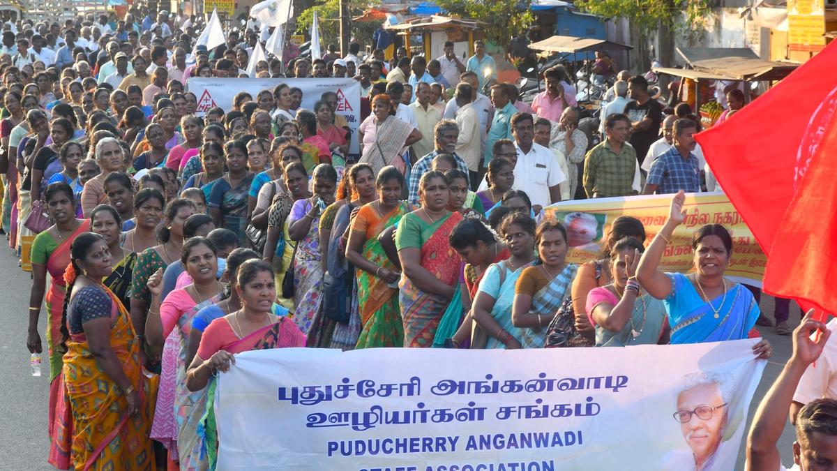 Govt. employees take out rally demanding implementation of old pension scheme