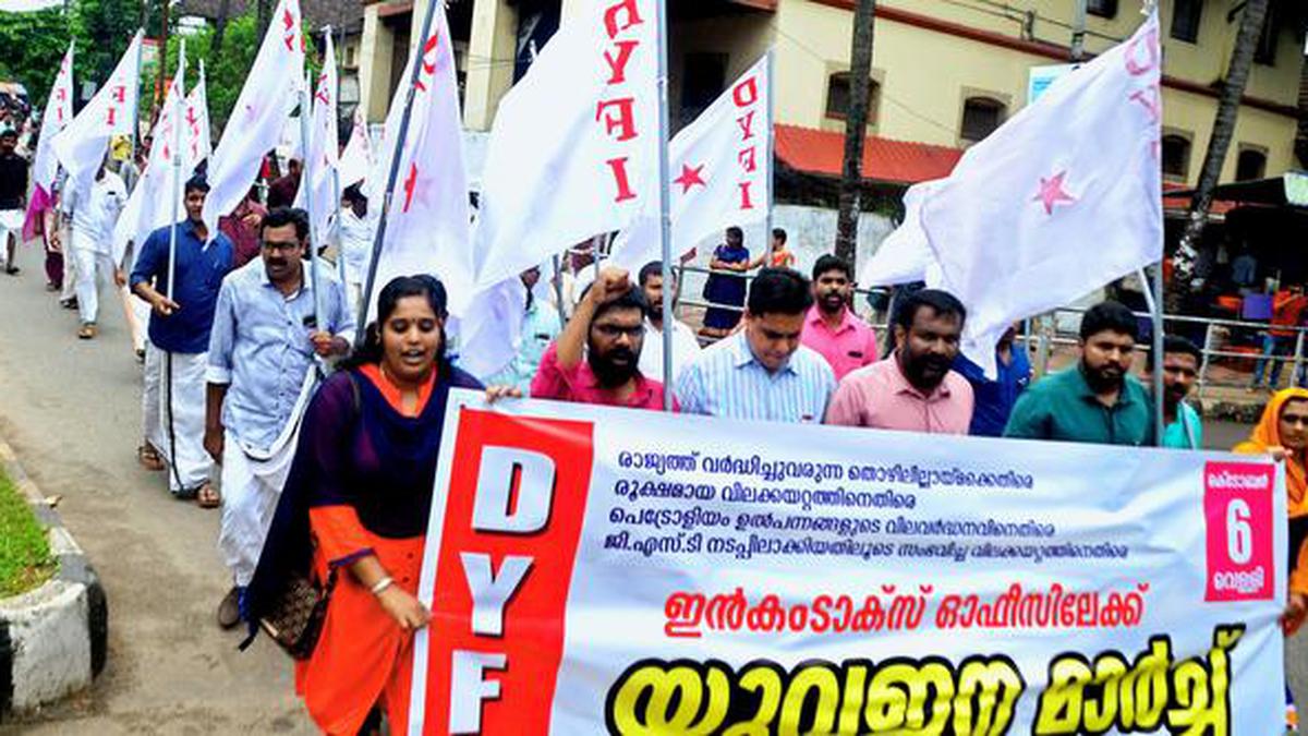 DYFI takes out march to I-T office - The Hindu