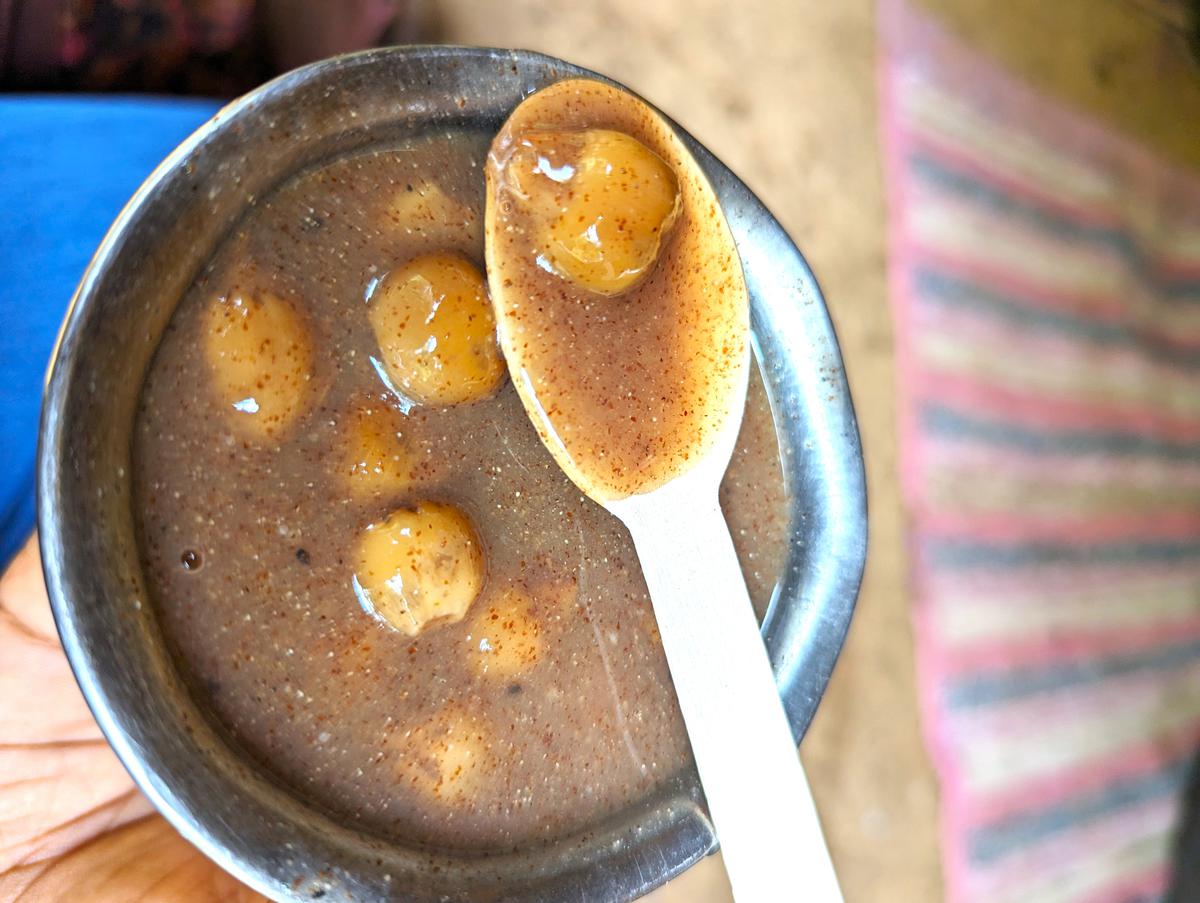 A dessert was made out of mahua flowers and naachni.